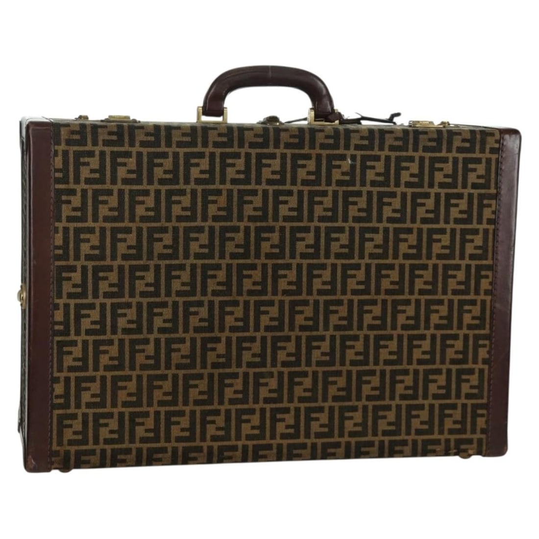 FENDI Zucca Canvas Trunk Case Black Brown with Keys and Tag: FENDI Zucca Canvas Trunk Case Black Brown with Keys and Tag FENDI Zucca Canvas Trunk bag in black and brown, made in Italy. This women's trunk-style bag features exterior Zucca canvas and comes with k