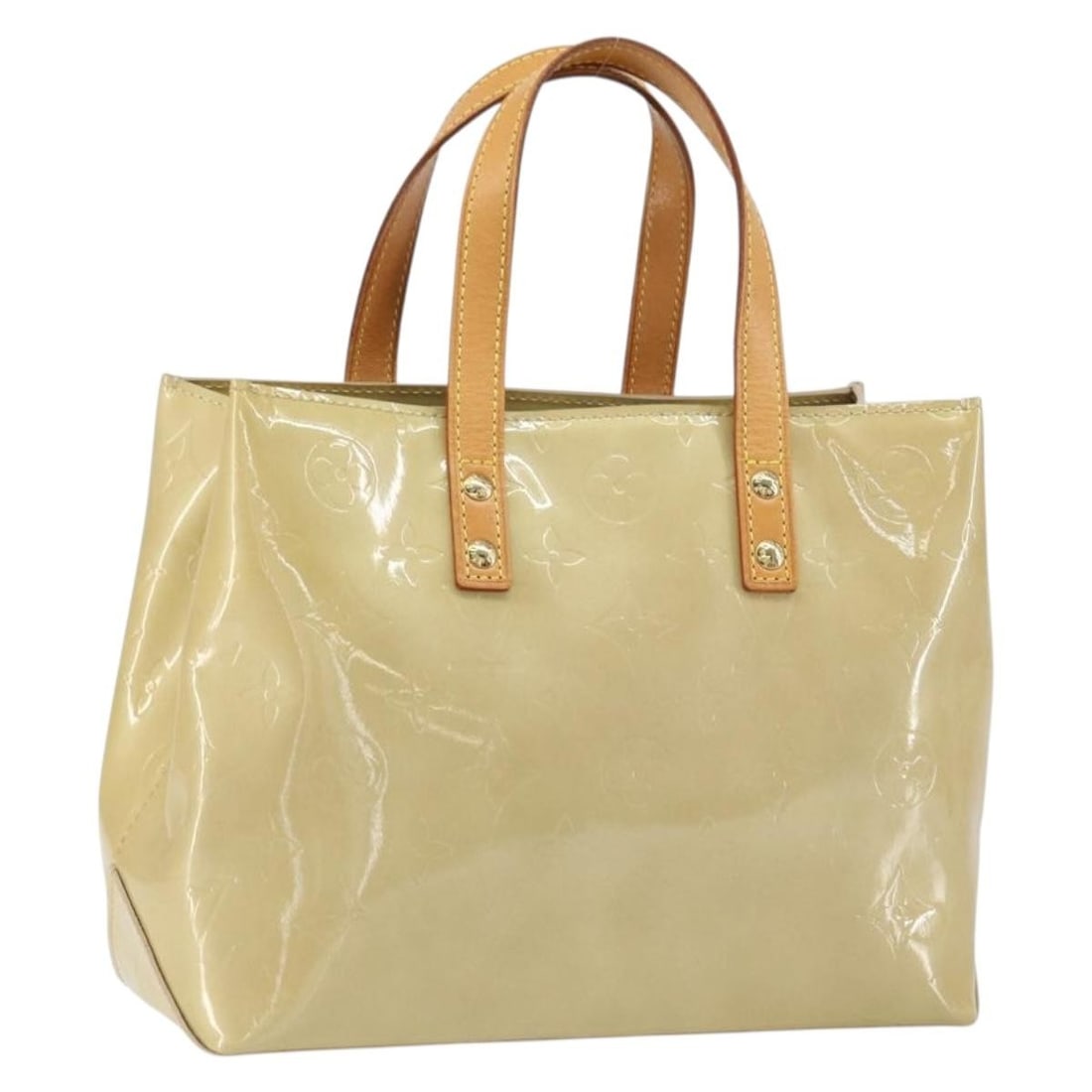 LOUIS VUITTON Monogram Vernis Reade PM Hand Bag Beige M91334 Auth: LOUIS VUITTON Monogram Vernis Reade PM Hand Bag Beige M91334 Auth This authentic LOUIS VUITTON Monogram Vernis Reade PM Hand Bag in a sophisticated beige hue showcases the brand's signature patent lea