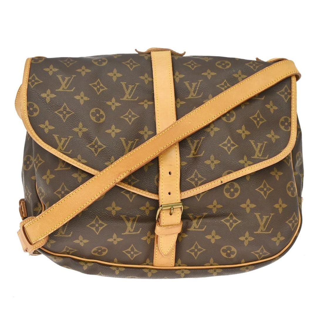 Louis Vuitton Saumur 35 Monogram Crossbody Shoulder Bag M42254: Louis Vuitton Saumur 35 Monogram Crossbody Shoulder Bag M42254 Louis Vuitton Saumur 35 messenger shoulder bag in Monogram canvas and leather, made in France. It features a buckle closure, crossbody st