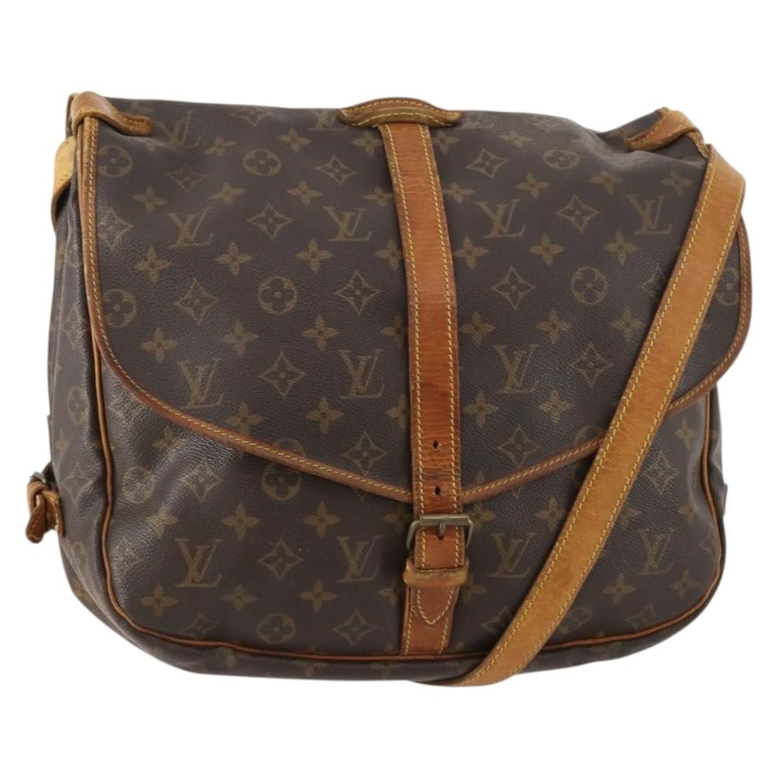 Louis Vuitton M42254 Saumur 35 Monogram Canvas Shoulder Bag: Louis Vuitton M42254 Saumur 35 Monogram Canvas Shoulder Bag This Louis Vuitton Saumur 35 shoulder bag is crafted in Monogram canvas and made in France. The bag features an adjustable shoulder strap an