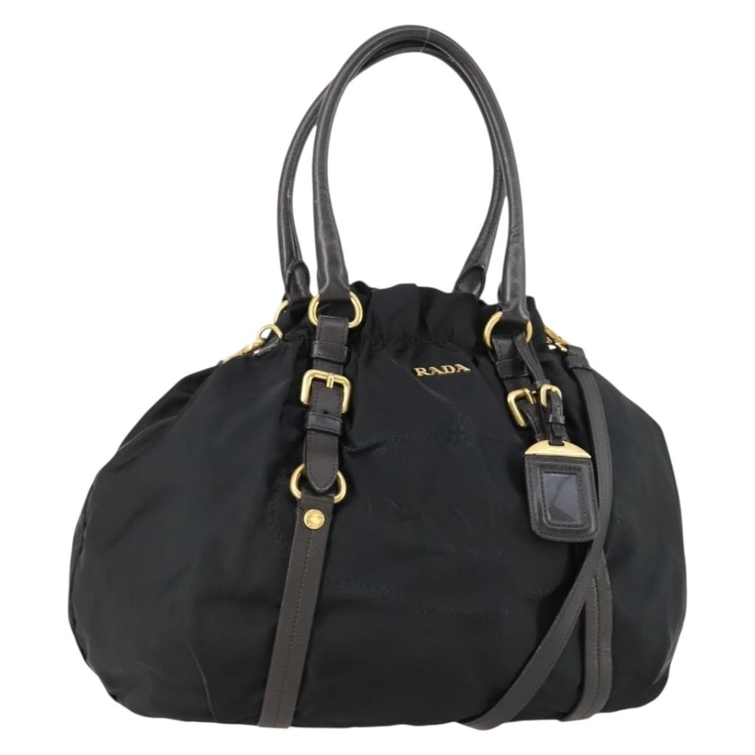 PRADA 2way Nylon Leather Handbag Black with Shoulder Strap: PRADA 2way Nylon Leather Handbag Black with Shoulder Strap Prada 2-way handbag crafted in black nylon with leather trim and a detachable shoulder strap. Made in Italy, this women's bag can be carried 