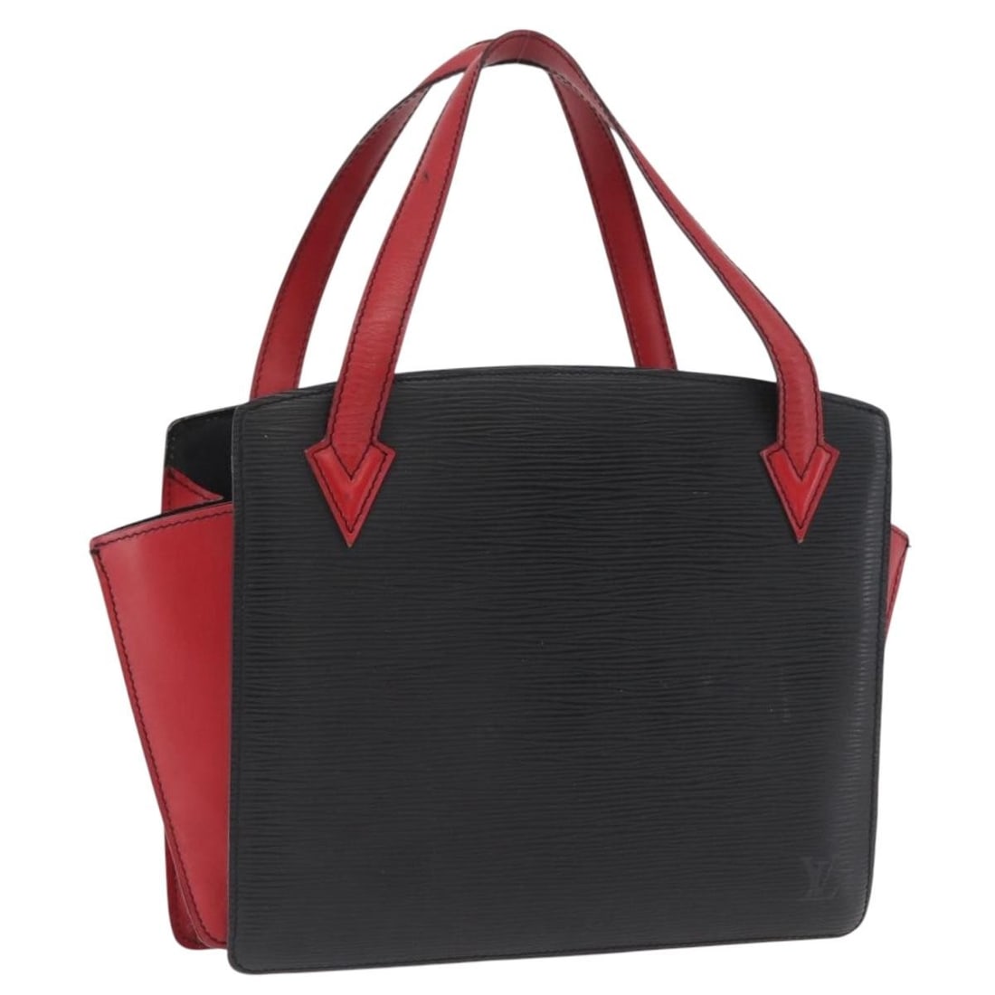 Louis Vuitton M52387 Varenne Epi Leather Handbag Black Red: Louis Vuitton M52387 Varenne Epi Leather Handbag Black Red Louis Vuitton Varenne handbag in black and red Epi leather. This women's handbag is made in France and shows heavy use, with visible wear thr