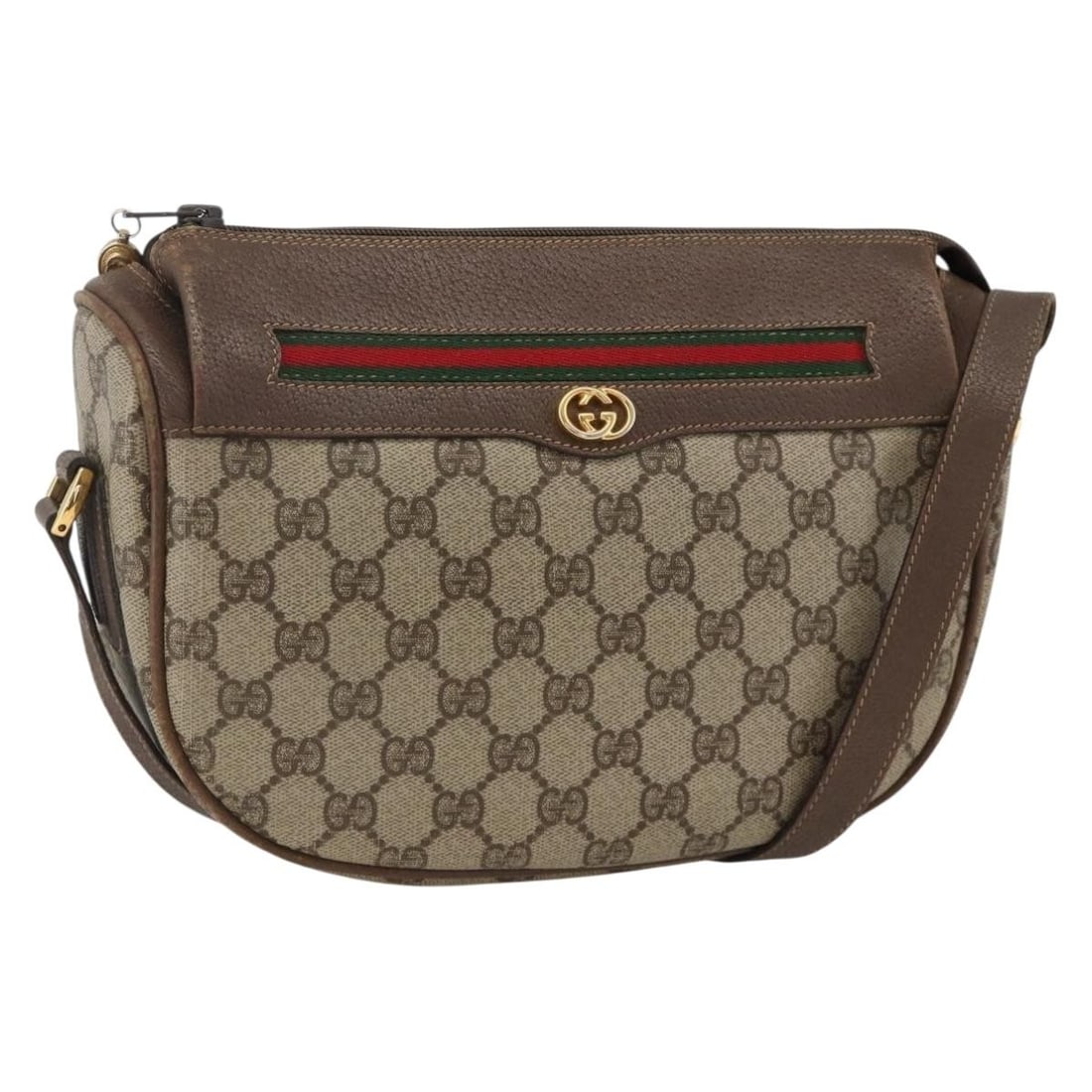 Beige GG Supreme Web Sherry Line Shoulder Bag by Gucci PVC Leather: Beige GG Supreme Web Sherry Line Shoulder Bag by Gucci PVC Leather This GUCCI GG Supreme Web Sherry Line shoulder bag features a beige and gold PVC leather and GG canvas exterior. Designed for women, 