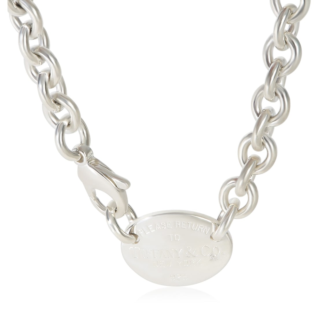 Tiffany & Co. Return To Tiffany Sterling Silver 16 in Necklace: Tiffany & Co. Return To Tiffany Sterling Silver 16 in Necklace Pre-owned women's necklace from the Return To Tiffany collection, crafted in sterling silver with a white finish. It features a lobster c