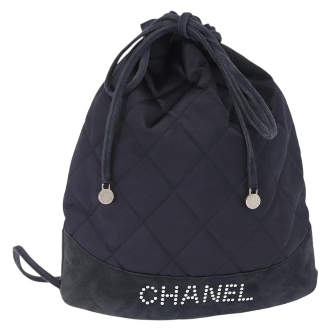 CHANEL CC Matelasse Satin Backpack in Navy with Guarantee Card: CHANEL CC Matelasse Satin Backpack in Navy with Guarantee Card CHANEL Matelasse backpack in navy satin with a classic CC design. Made in France, this women's backpack includes the guarantee card. Cond