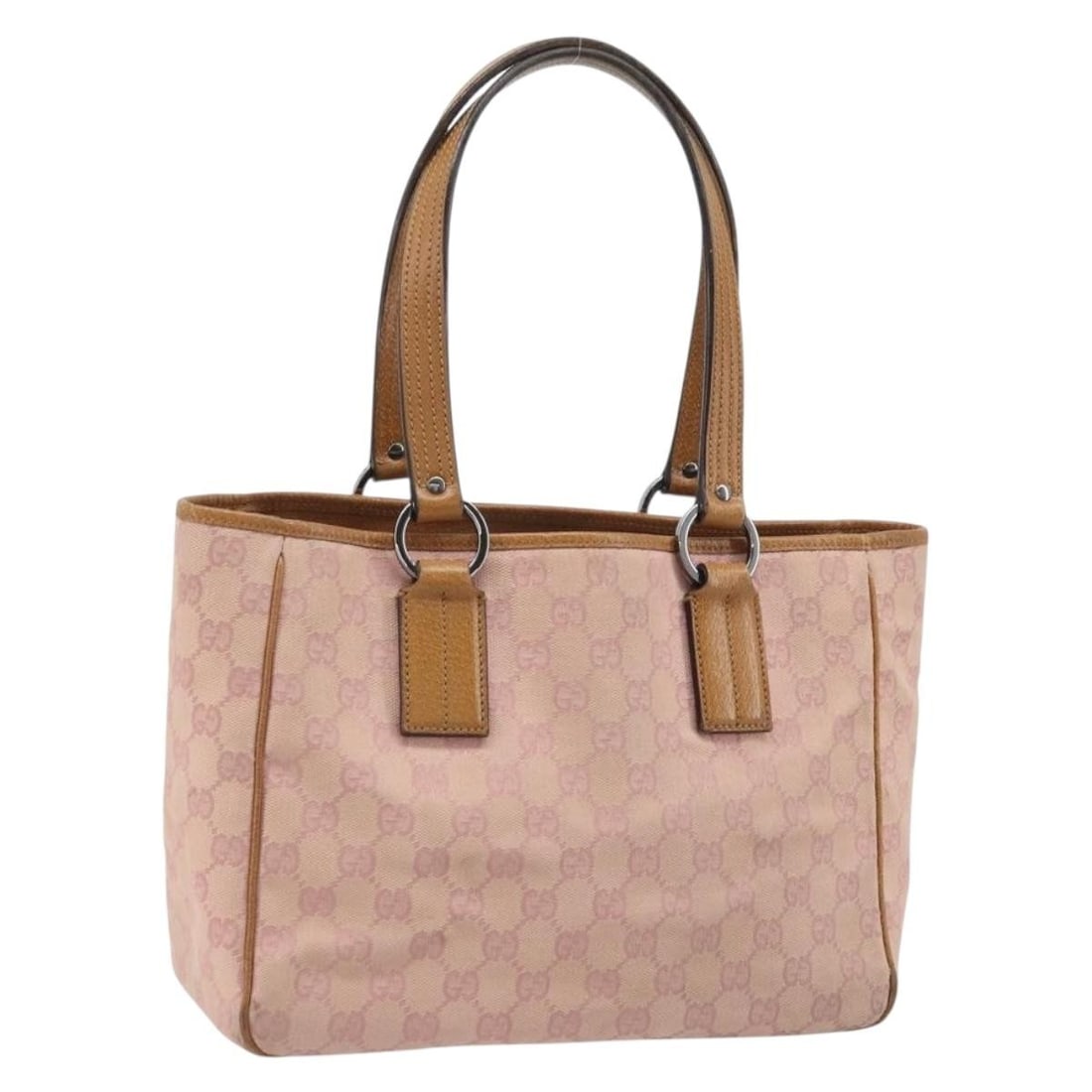 Gucci Pink Silver GG Canvas Women Tote 113019 Italy: Gucci Pink Silver GG Canvas Women Tote 113019 Italy This Gucci GG Canvas Tote Bag features a pink and silver color scheme and is crafted from signature GG canvas material. Designed for women, it offer
