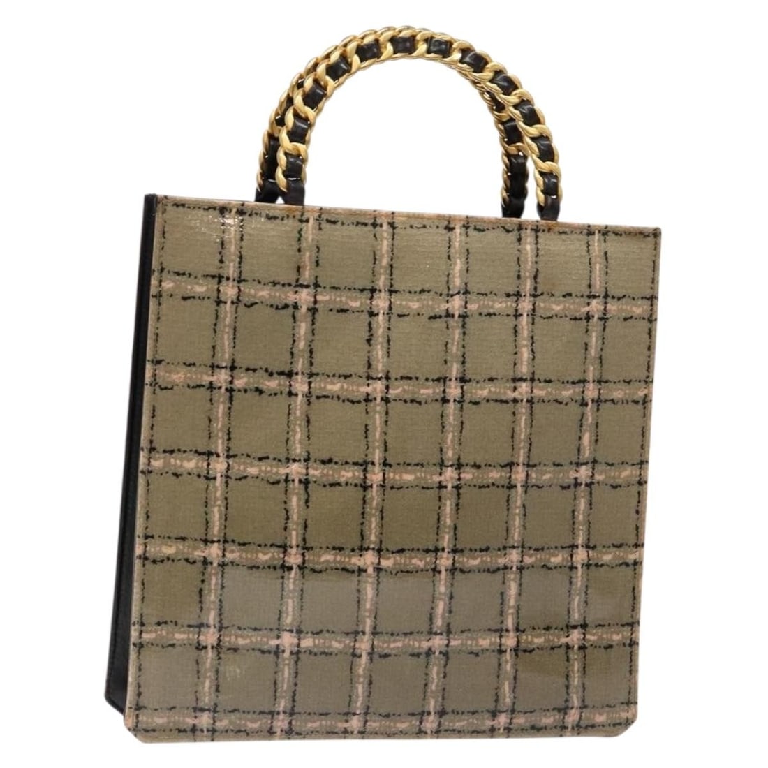CHANEL CC Beige Enamel Chain Handbag Gold Tone: CHANEL CC Beige Enamel Chain Handbag Gold Tone Authentic CHANEL chain hand bag in beige and gold enamel, made in France. This women's handbag shows heavy use with visible wear throughout, including an