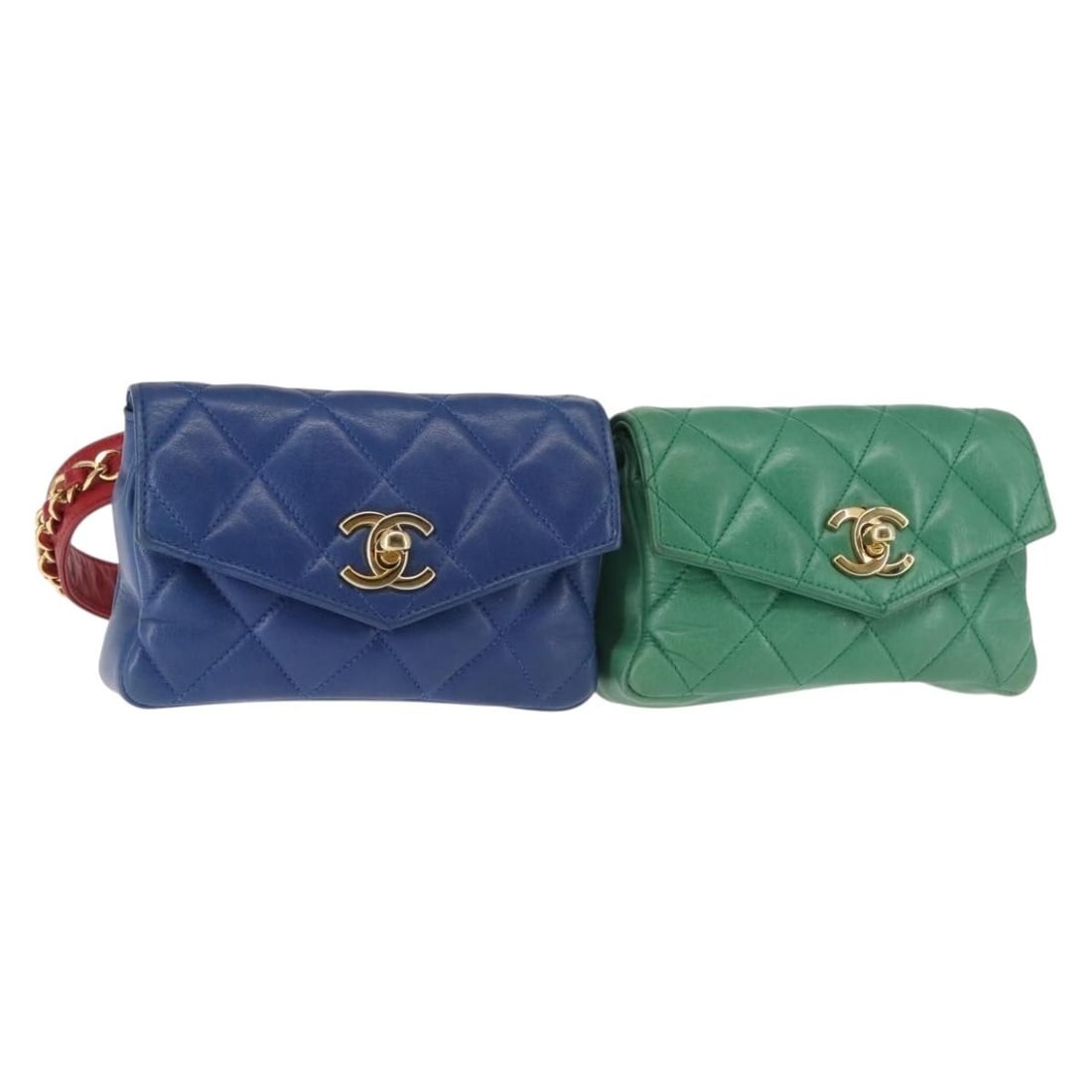 CHANEL CC Matelasse Lamb Skin Waist Bag Multicolor Gold: CHANEL CC Matelasse Lamb Skin Waist Bag Multicolor Gold CHANEL Matelasse waist bag made from lamb skin in a multicolor and gold colorway. Made in Italy, this piece measures approximately W15 x H10 x D