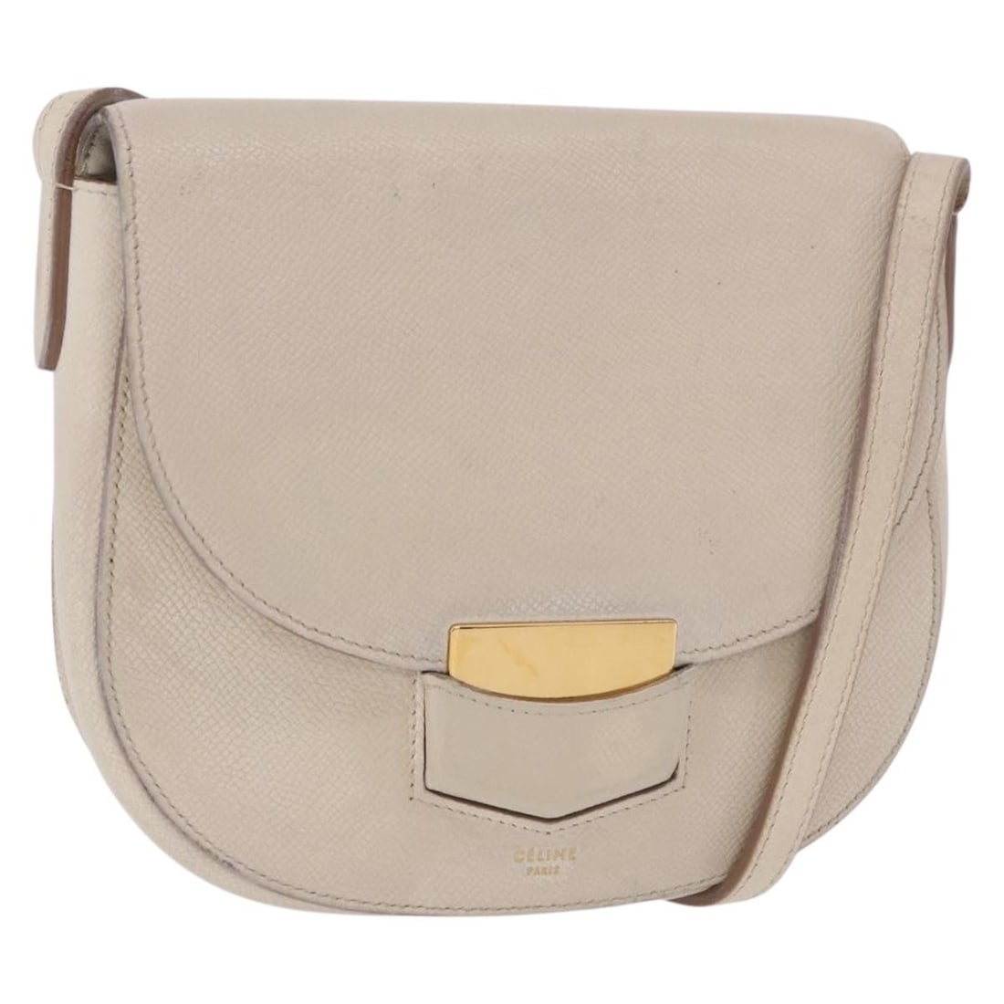 CELINE White Gold Leather Shoulder Bag for Women: CELINE White Gold Leather Shoulder Bag for Women CELINE shoulder bag in leather with a white and gold color scheme. Made in Italy, this women's bag features a shoulder strap with an approximate drop o