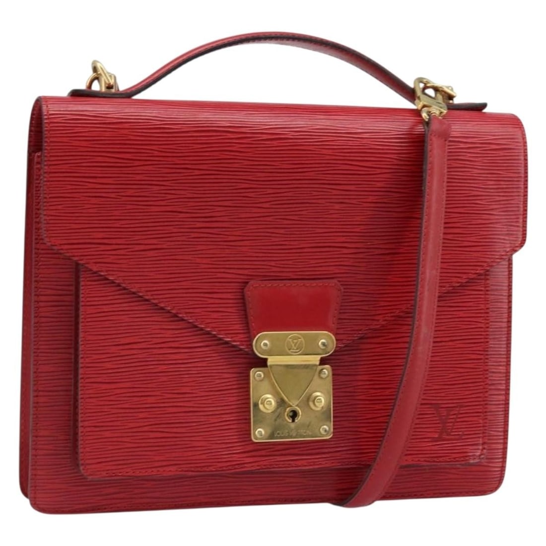 Louis Vuitton Monceau 28 Red Epi Leather Handbag M40783: Louis Vuitton Monceau 28 Red Epi Leather Handbag M40783 Louis Vuitton Epi Monceau 28 hand bag in red Epi leather, made in France. It includes a shoulder strap and is identified by product line M40783.