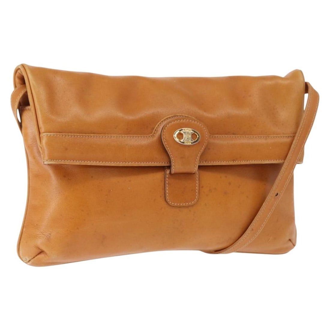 CELINE Brown Gold Leather Shoulder Bag Made in Italy: CELINE Brown Gold Leather Shoulder Bag Made in Italy This authentic Celine shoulder bag showcases a sophisticated design crafted from premium leather in a rich brown and gold color scheme. With a heig
