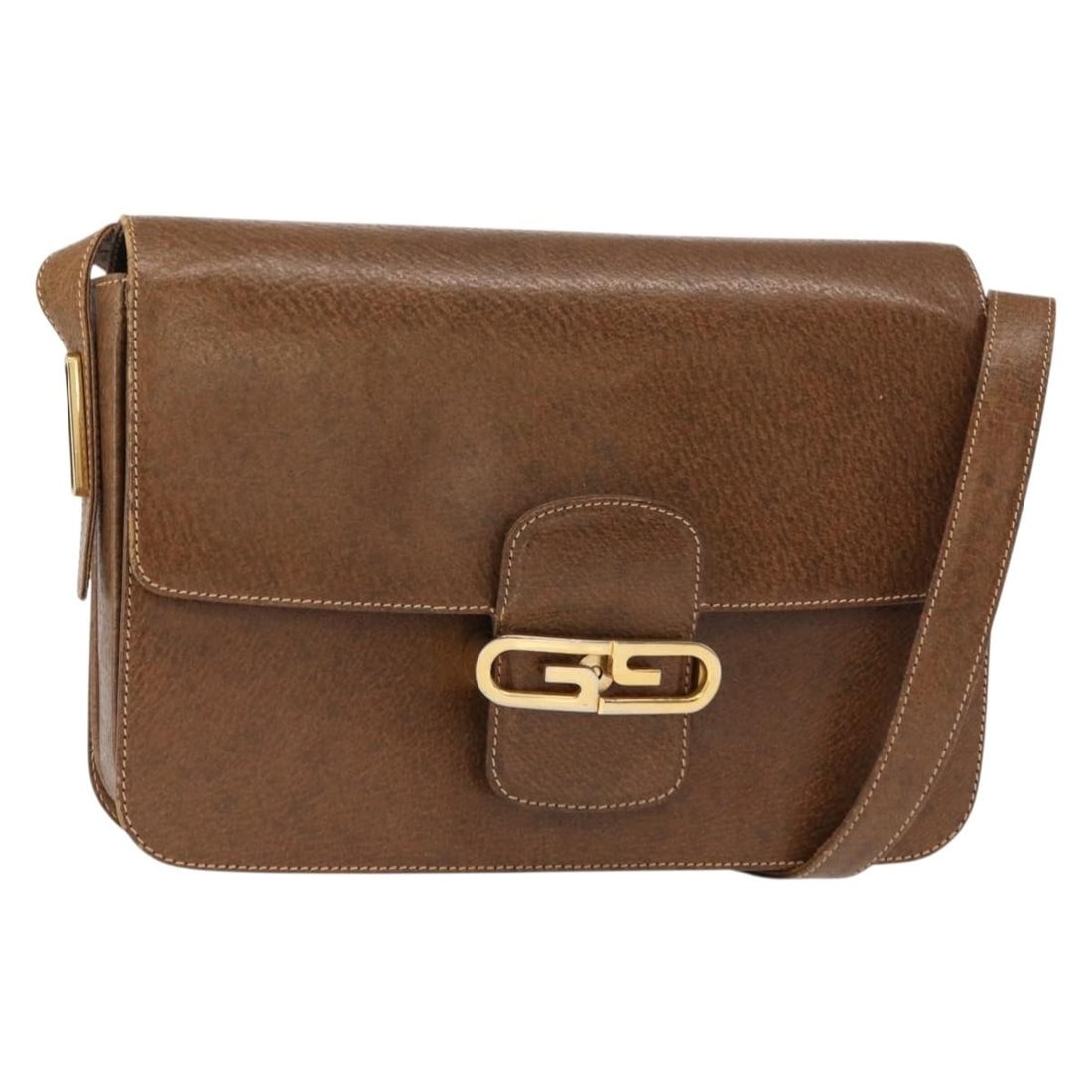 GUCCI Brown Gold Leather Shoulder Bag Auth am9842 Italy: GUCCI Brown Gold Leather Shoulder Bag Auth am9842 Italy This stylish GUCCI shoulder bag is crafted from high-quality leather in a sophisticated brown and gold color scheme. Designed for both fashion a