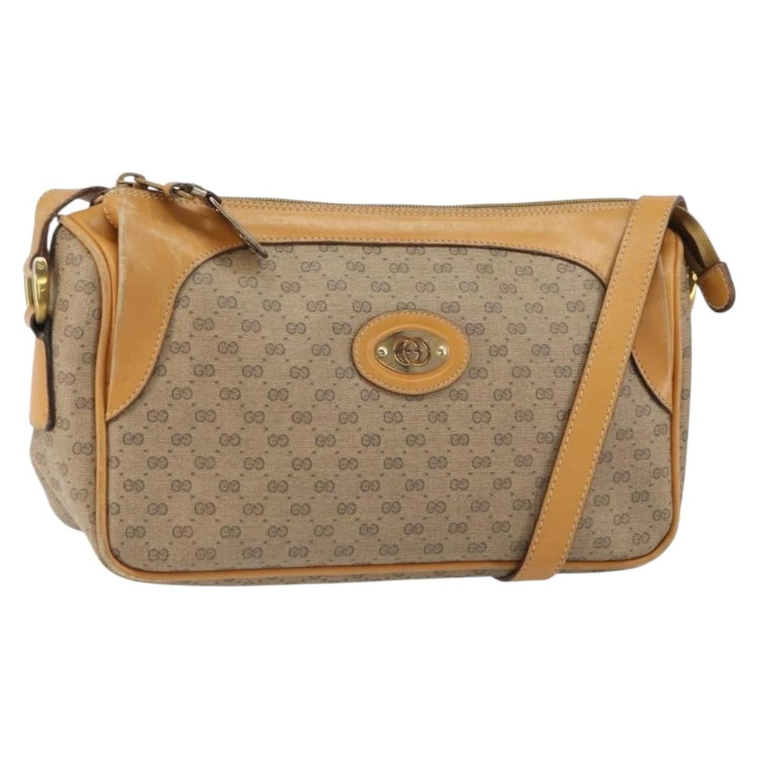 Gucci Micro GG Supreme Beige PVC Leather Shoulder Purse Italy: Gucci Micro GG Supreme Beige PVC Leather Shoulder Purse Italy This Gucci Micro GG Supreme shoulder bag features beige and gold PVC leather with micro GG canvas detailing. The bag is designed with an a