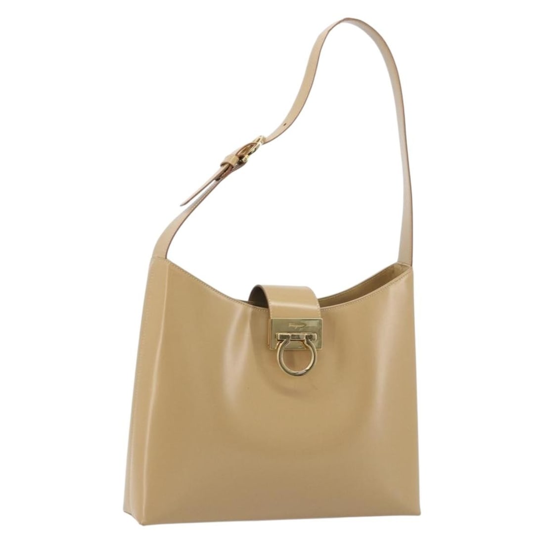 Leather Shoulder Bag Salvatore Ferragamo Gancini Beige Gold: Leather Shoulder Bag Salvatore Ferragamo Gancini Beige Gold Salvatore Ferragamo Gancini shoulder bag in beige and gold leather. This women's shoulder bag is made in Italy and includes the item only; b