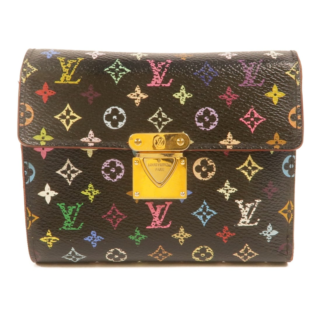 Louis Vuitton Portefeuille Koala M58015 trifold wallet Monogram Multicolore black: Louis Vuitton Portefeuille Koala M58015 trifold wallet Monogram Multicolore black Louis Vuitton Portefeuille Koala tri-fold wallet in black, made from Monogram Multicolore and PVC coated canvas. It fe