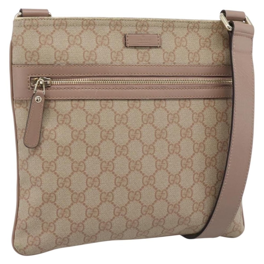 Gucci 192818 GG Supreme PVC Leather Shoulder Bag Pink Gold Tone: Gucci 192818 GG Supreme PVC Leather Shoulder Bag Pink Gold Tone GUCCI GG Supreme shoulder bag in pink with gold-tone accents, made from PVC leather and crafted in Italy. It features a shoulder strap w