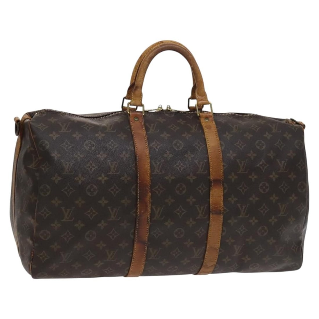 Louis Vuitton Keepall 50 Monogram Canvas Boston Bag M41416 France: Louis Vuitton Keepall 50 Monogram Canvas Boston Bag M41416 France This Louis Vuitton Monogram Keepall Bandouliere 50 Boston Bag features the iconic monogram canvas and is designed for women. The bag, 