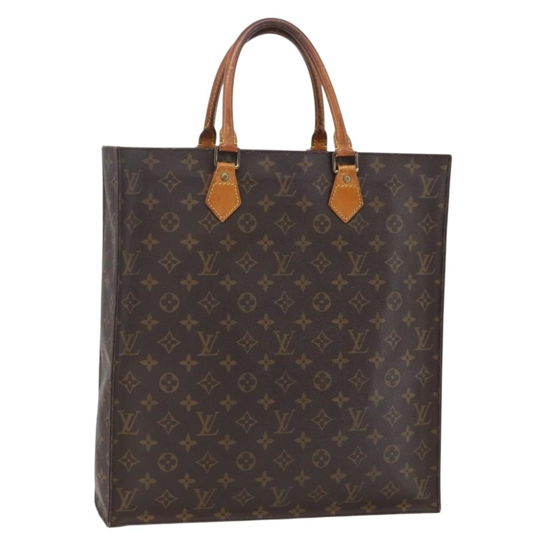 Louis Vuitton M51140 Sac Plat Monogram Canvas Tote Bag: Louis Vuitton M51140 Sac Plat Monogram Canvas Tote Bag Louis Vuitton Sac Plat handbag in Monogram canvas, made in France. This women's bag is a heavily used piece with visible wear throughout, includi