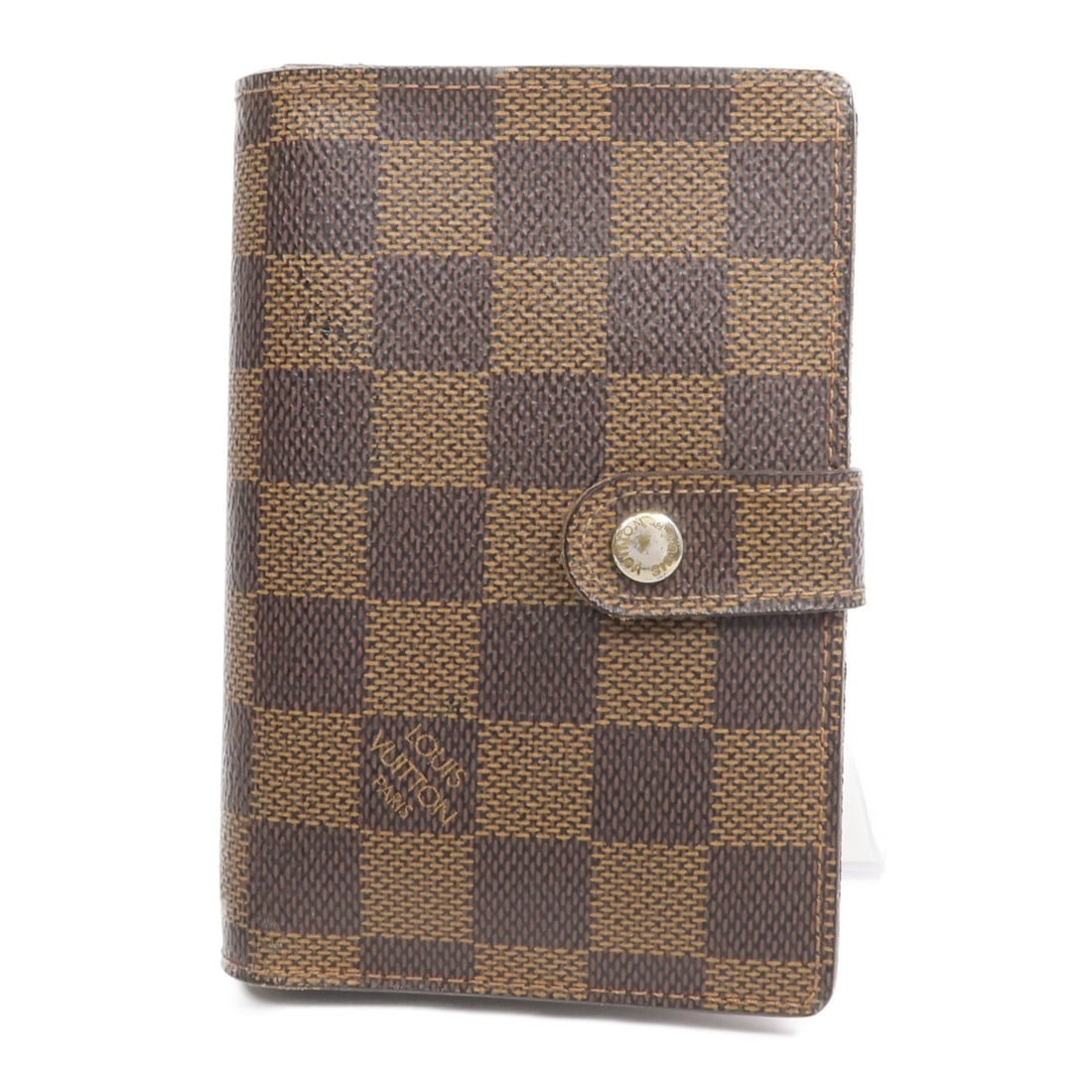 Louis Vuitton N61664 Porte Monnaie Bi Fold Wallet Damier Brown: Louis Vuitton N61664 Porte Monnaie Bi Fold Wallet Damier Brown Louis Vuitton Porte Monnaie bi-fold wallet in Damier PVC coated canvas, presented in brown. It features a hook button closure and a pract