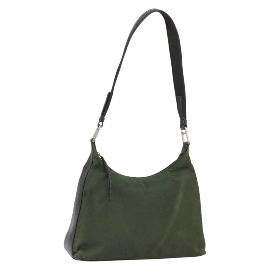 Prada Khaki Nylon Shoulder Bag Made in Italy: Prada Khaki Nylon Shoulder Bag Made in Italy This PRADA shoulder bag is crafted from khaki nylon and features a classic, functional design. Made in Italy, the bag offers a spacious main compartment, a