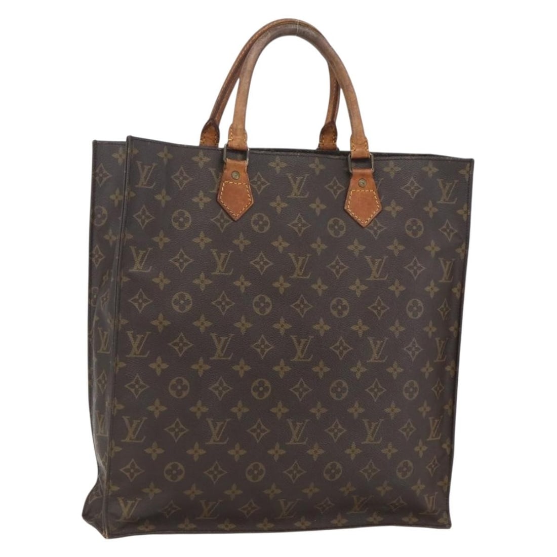 Louis Vuitton Sac Plat Monogram Canvas Handbag M51140 France: Louis Vuitton Sac Plat Monogram Canvas Handbag M51140 France This Louis Vuitton Sac Plat Hand Bag features the iconic Monogram Canvas exterior and is crafted in France. The bag shows significant signs