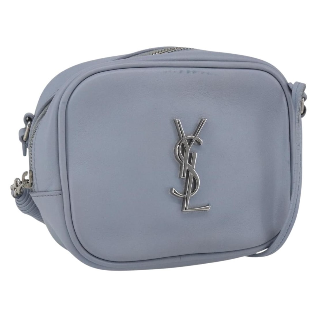 Saint Laurent Blogger Leather Shoulder Bag Light Blue Silver: Saint Laurent Blogger Leather Shoulder Bag Light Blue Silver A Saint Laurent Blogger shoulder bag in light blue leather with silver-tone hardware. Made in Italy, it features a shoulder strap with an a