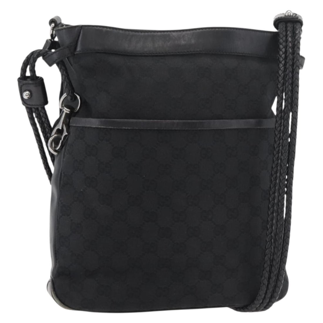 Gucci 109097 Black Silver GG Canvas Shoulder Bag: Gucci 109097 Black Silver GG Canvas Shoulder Bag This GUCCI GG Canvas Shoulder Bag features a black and silver exterior crafted from signature GG canvas. Designed for women, the bag offers an approxim