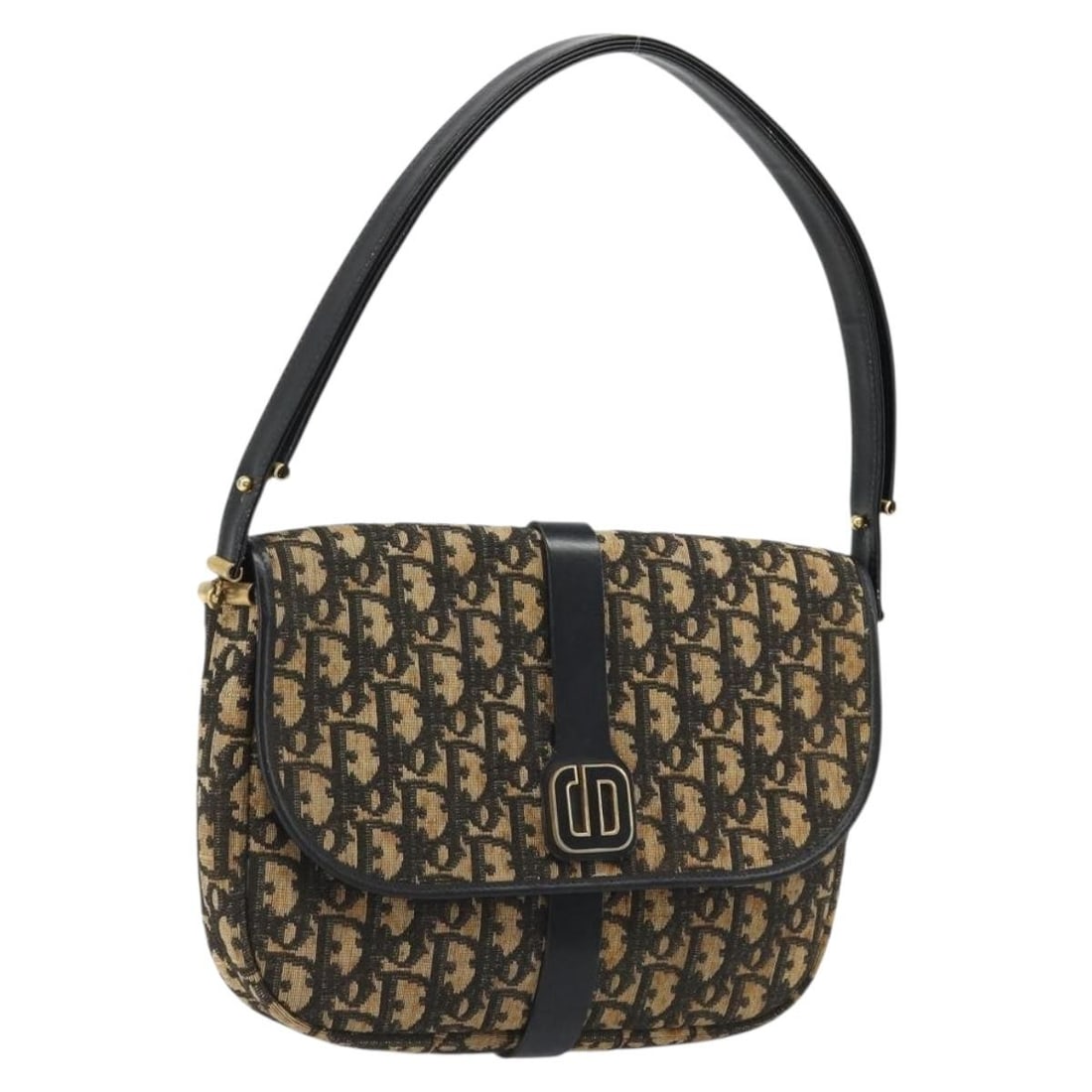 Christian Dior Trotter Canvas Navy Shoulder Bag Gold Accents France: Christian Dior Trotter Canvas Navy Shoulder Bag Gold Accents France This Christian Dior Trotter Canvas shoulder bag features a navy and gold color scheme, crafted from signature Trotter canvas. The ba