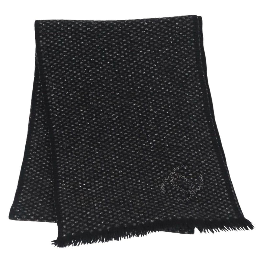 CHANEL Black Wool Scarf Authentic Italy BA5781 (1 of 10)