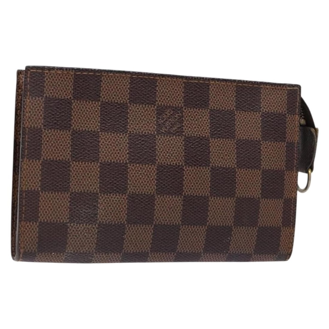 LOUIS VUITTON Damier Ebene Marais Pouch Authentic 136870: LOUIS VUITTON Damier Ebene Marais Pouch Authentic 136870 This LOUIS VUITTON Damier Ebene Marais Pouch is a stylish accessory crafted from durable Damier Ebene Canvas. The exterior features the iconic 