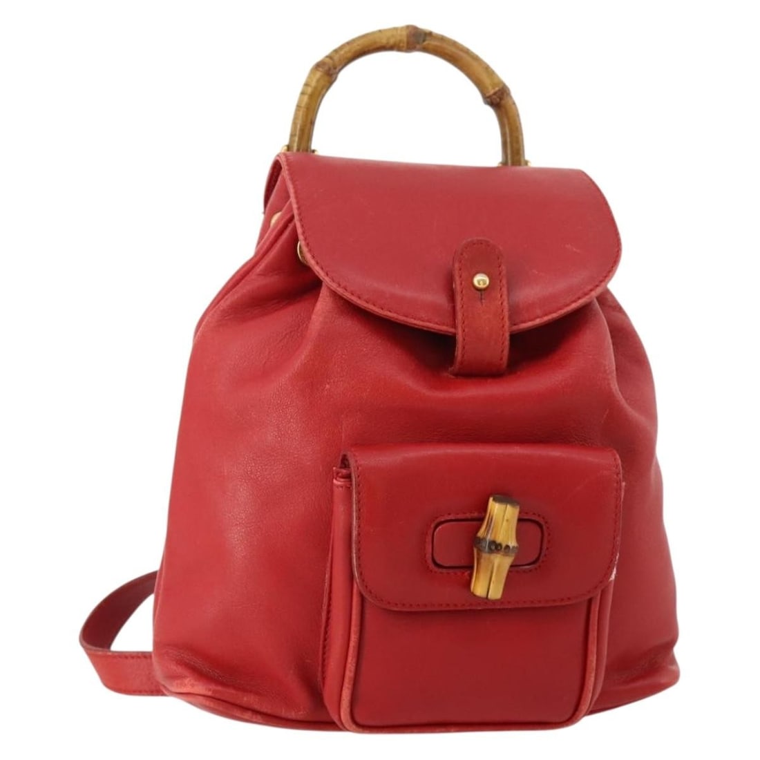 Gucci Bamboo Leather Backpack Red Gold Tone 003 1705 0030: Gucci Bamboo Leather Backpack Red Gold Tone 003 1705 0030 Gucci Bamboo Backpack in red and gold leather, made in Italy. This backpack is identified by product number 003 1705 0030 and serial number 00
