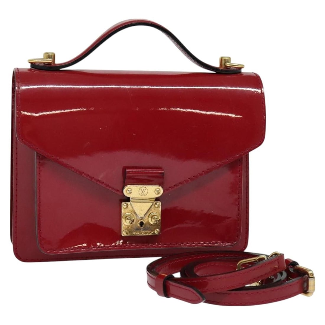 Louis Vuitton Monceau BB Vernis 2way Handbag Rose Andian M91579: Louis Vuitton Monceau BB Vernis 2way Handbag Rose Andian M91579 Louis Vuitton Vernis Monceau BB 2-way handbag in Rose Andian patent leather. This women's bag includes a shoulder strap and features sig