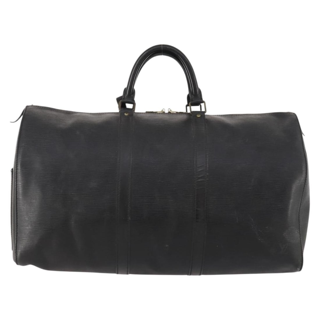 Louis Vuitton Black Epi Leather Keepall 50 Boston Bag M42962: Louis Vuitton Black Epi Leather Keepall 50 Boston Bag M42962 This is a Louis Vuitton Epi Keepall 50 Boston Bag in black, crafted from durable Epi leather. The bag features a spacious interior and stur