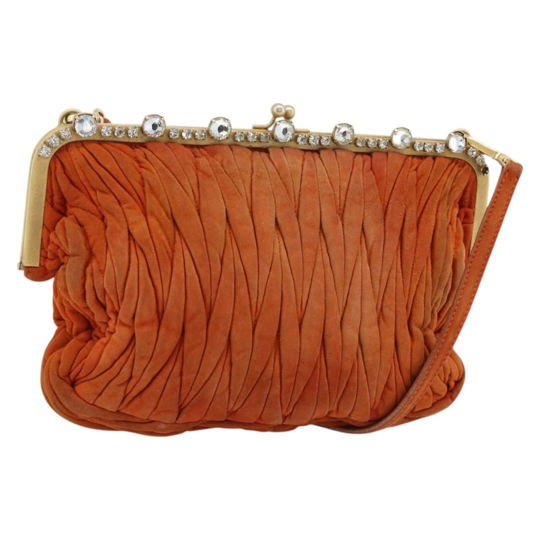 Leather Shoulder Bag Miu Miu Matelasse Orange Gold Tone: Leather Shoulder Bag Miu Miu Matelasse Orange Gold Tone Miu Miu Matelasse shoulder bag in orange leather with gold-tone hardware. It measures approximately W22 cm x H15 cm x D3 cm, with a shoulder dro