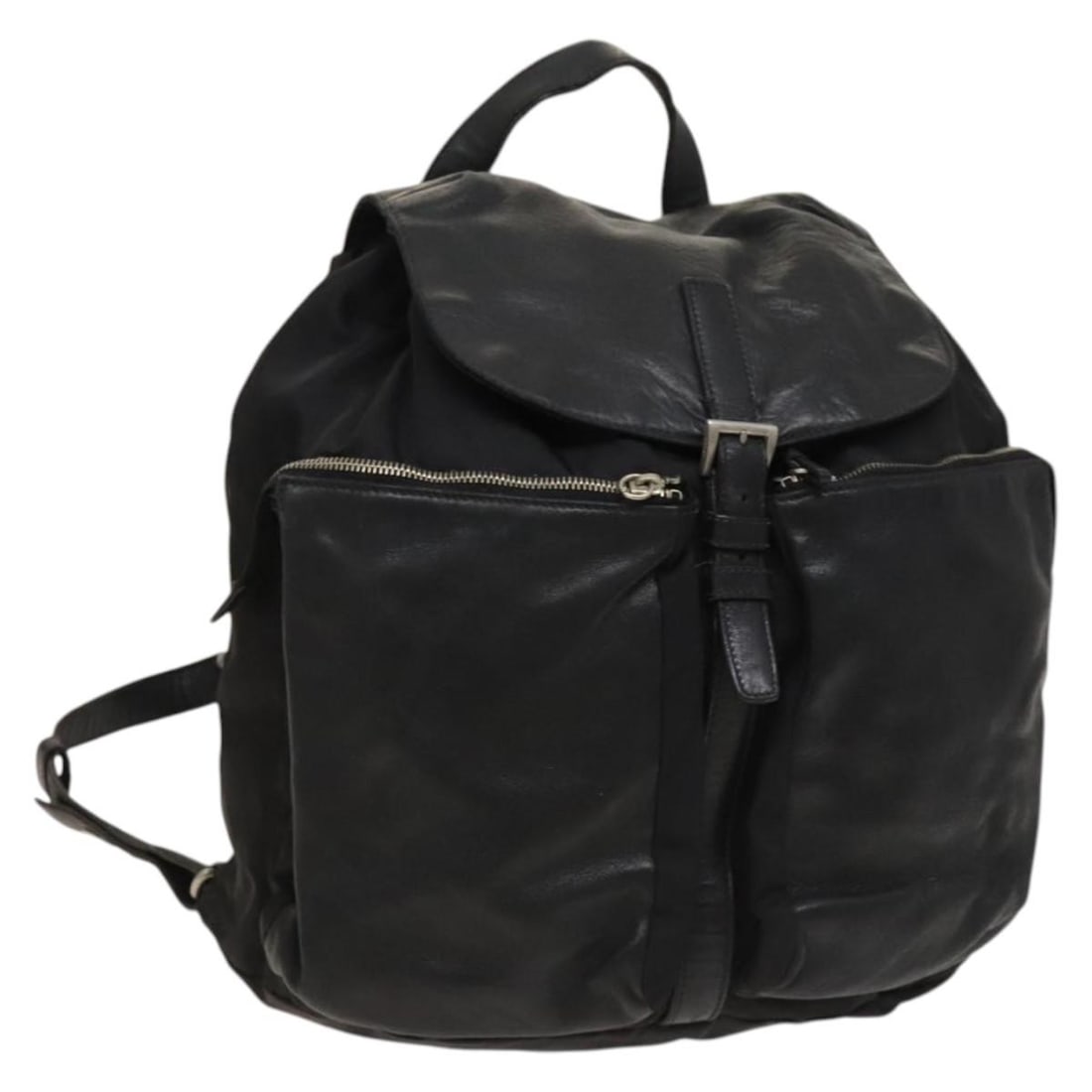 PRADA Black Silver Nylon Backpack Made in Italy Auth: PRADA Black Silver Nylon Backpack Made in Italy Auth This PRADA backpack is crafted from durable nylon in a stylish black and silver colorway. Designed for practicality, it features a spacious interio