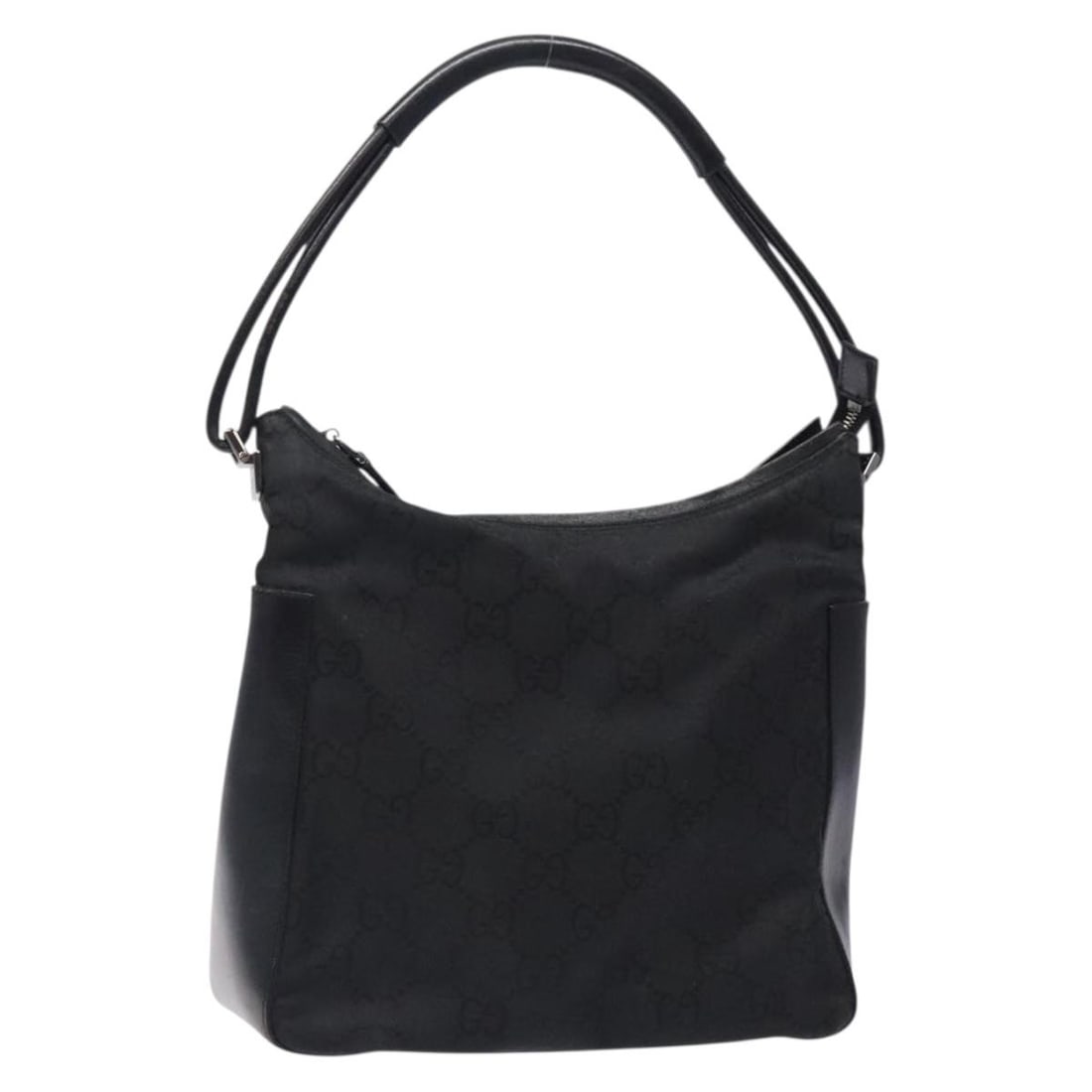 GUCCI 001 3766 Black Silver Nylon Shoulder Bag Authentic Italy: GUCCI 001 3766 Black Silver Nylon Shoulder Bag Authentic Italy This authentic GUCCI GG Canvas Shoulder Bag is a stylish accessory made in Italy. Crafted from durable nylon, it features a chic black an