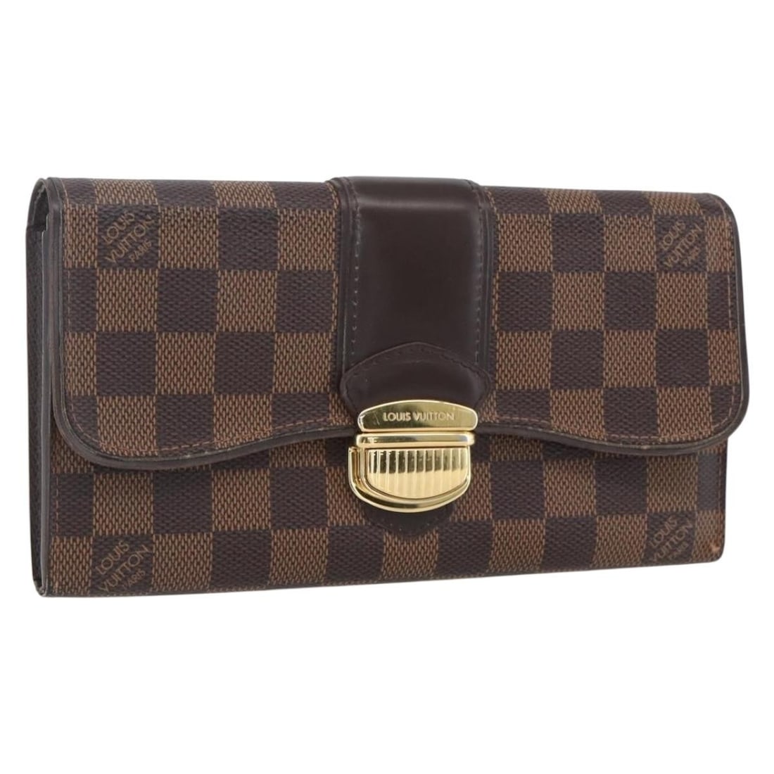 Louis Vuitton N61747 Portefeuille Sistina Damier Ebene Long Wallet: Louis Vuitton N61747 Portefeuille Sistina Damier Ebene Long Wallet Louis Vuitton Damier Ebene Portefeuille Sistina long wallet in Damier Ebene canvas, made in Spain. This women's long wallet features 