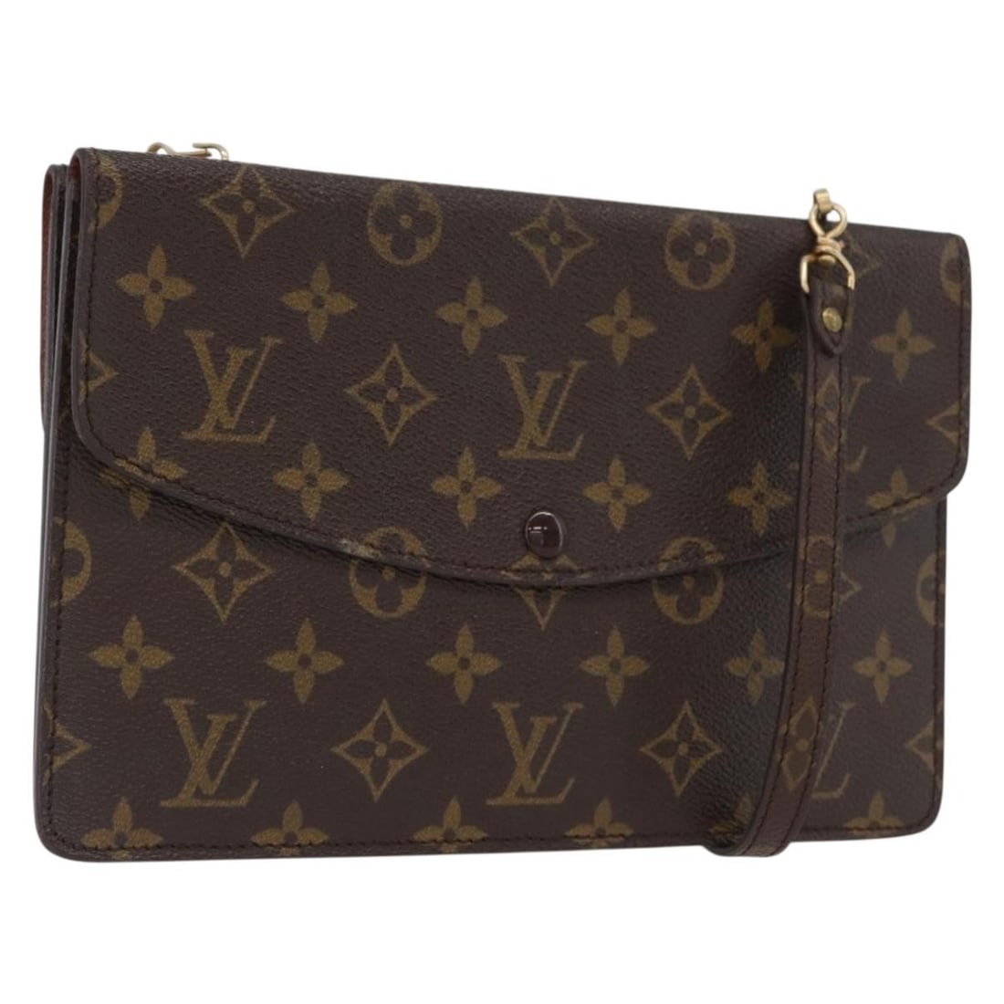 Louis Vuitton M51815 Monogram Canvas Double Flap Shoulder Bag: Louis Vuitton M51815 Monogram Canvas Double Flap Shoulder Bag Louis Vuitton Monogram Double Rabat shoulder bag in monogram canvas, made in France. This women's shoulder bag features a slim profile and