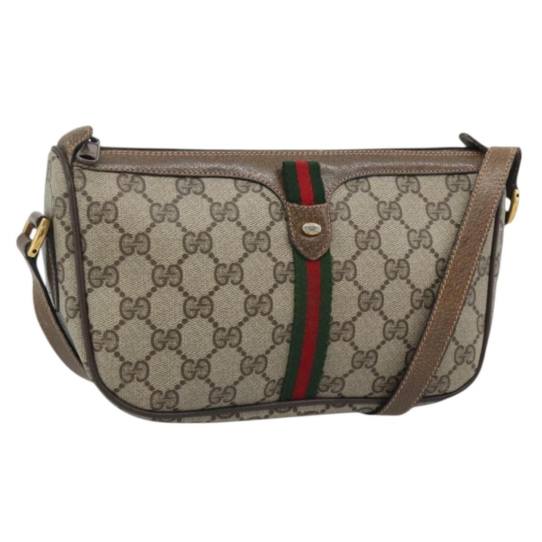 Gucci Sherry Line GG Supreme PVC Leather Shoulder Bag Beige: Gucci Sherry Line GG Supreme PVC Leather Shoulder Bag Beige Gucci GG Supreme Web Sherry Line shoulder bag in beige PVC leather with gold-tone hardware. Made in Italy, this bag features a shoulder stra
