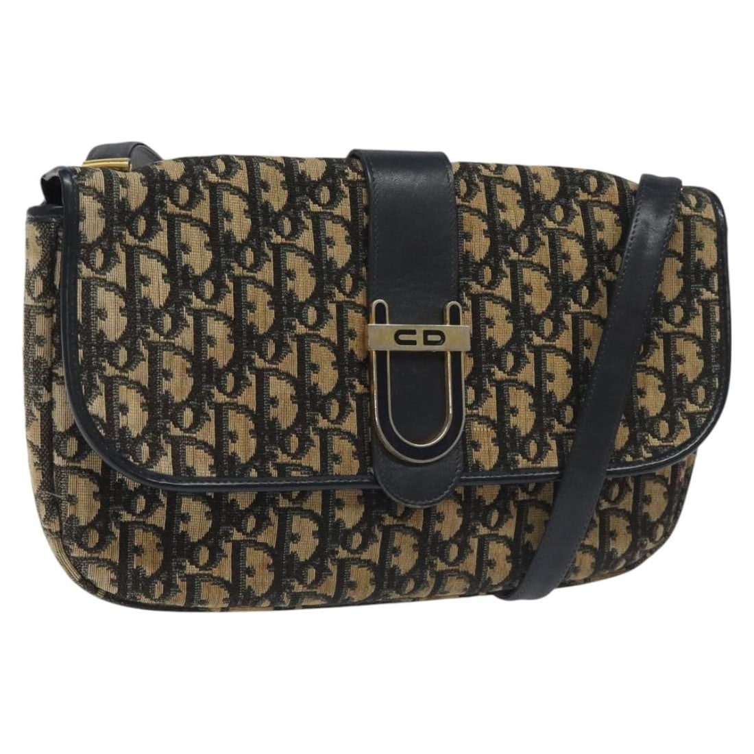 Christian Dior Trotter Canvas Navy Gold Shoulder Bag: Christian Dior Trotter Canvas Navy Gold Shoulder Bag This Christian Dior Trotter Canvas shoulder bag features a navy and gold color scheme with gold-tone hardware. Crafted from durable canvas, the bag