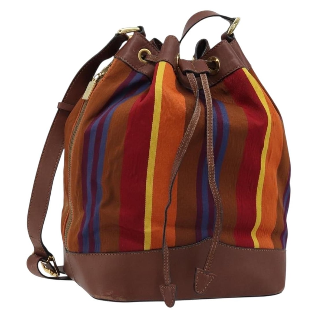 Celine Multicolor Canvas Shoulder Bag with Gold Accents: Celine Multicolor Canvas Shoulder Bag with Gold Accents This CELINE women's shoulder bag is crafted from multicolor canvas with gold accents. Made in Italy, it features a spacious interior and an adju