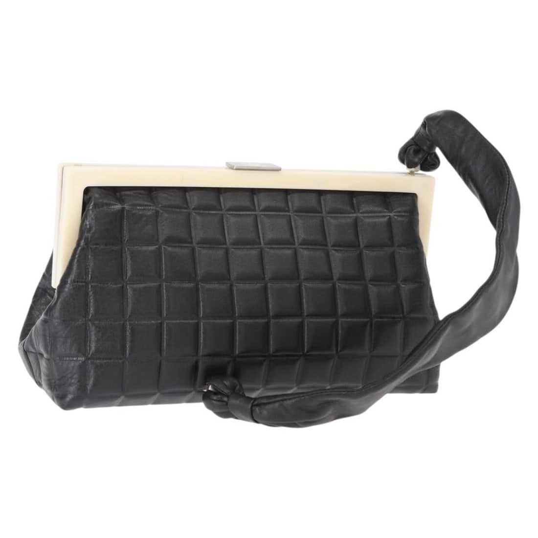 CHANEL Choco Bar Lambskin Shoulder Bag Black Silver CC: CHANEL Choco Bar Lambskin Shoulder Bag Black Silver CC A CHANEL Choco Bar shoulder bag in black with silver-tone hardware, crafted from lamb skin and made in Italy. It comes with a guarantee card and 
