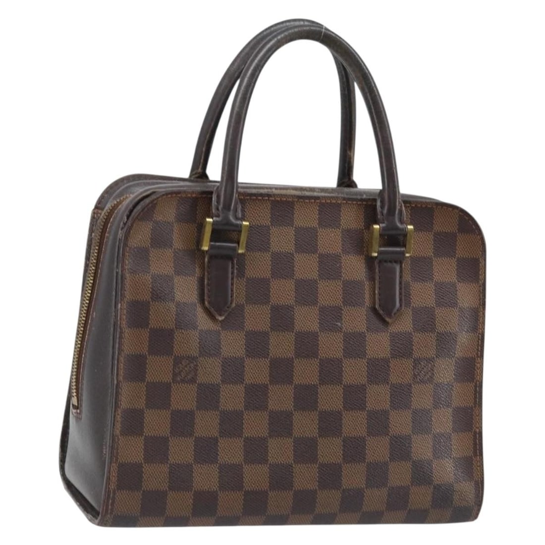 Louis Vuitton Triana N51155 Damier Ebene Canvas Women's Handbag: Louis Vuitton Triana N51155 Damier Ebene Canvas Women's Handbag Louis Vuitton Triana handbag in Damier Ebene canvas, made in France. This women's hand bag features the Damier Ebene colorway and comes 