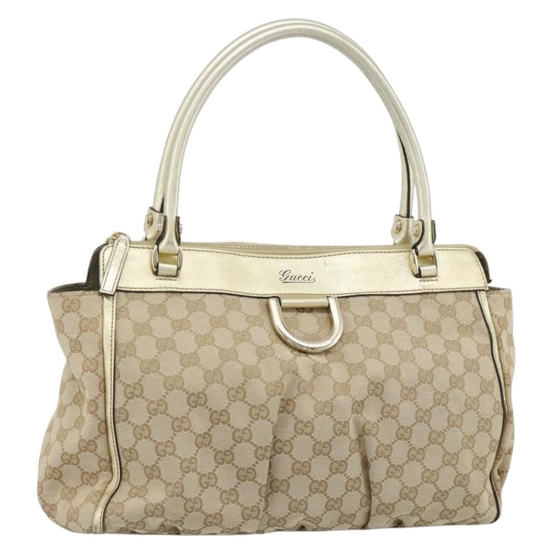 Gucci Abbey Tote Bag GG Canvas Beige Gold 189831: Gucci Abbey Tote Bag GG Canvas Beige Gold 189831 Gucci GG Canvas Abbey Tote Bag in beige and gold, made in Italy from GG Canvas. This tote bag measures approximately 32 cm W x 24 cm H x 12 cm D, with 