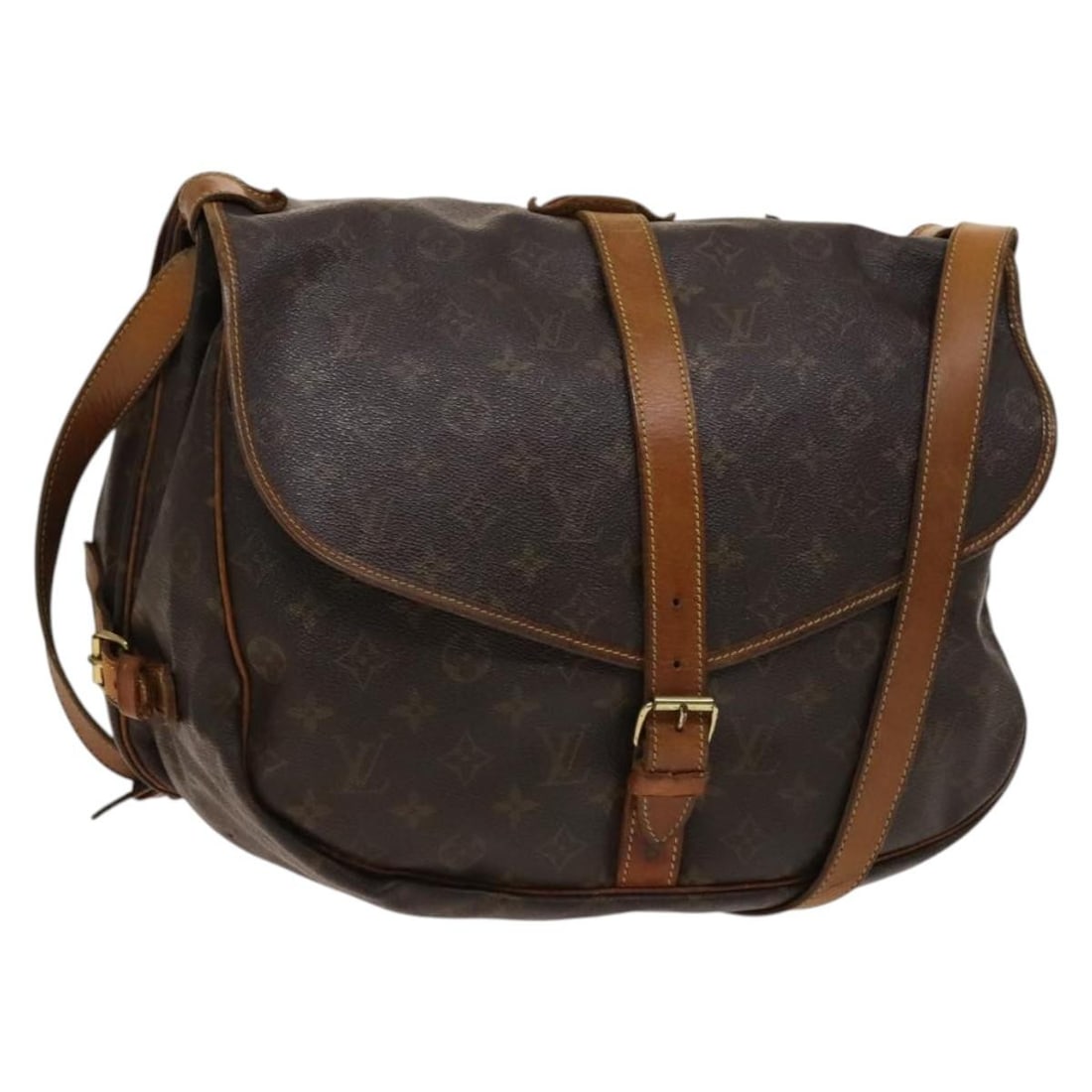 LOUIS VUITTON Monogram Saumur 35 Shoulder Bag M42254 Made in France: LOUIS VUITTON Monogram Saumur 35 Shoulder Bag M42254 Made in France Introducing the LOUIS VUITTON Monogram Saumur 35 Shoulder Bag, a timeless piece crafted from durable Monogram Canvas. This shoulder 