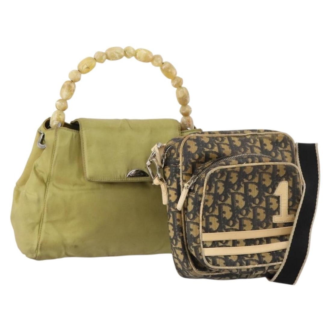 2 Piece Christian Dior Trotter Handbag Set in Green Navy Nylon (1 of 17)