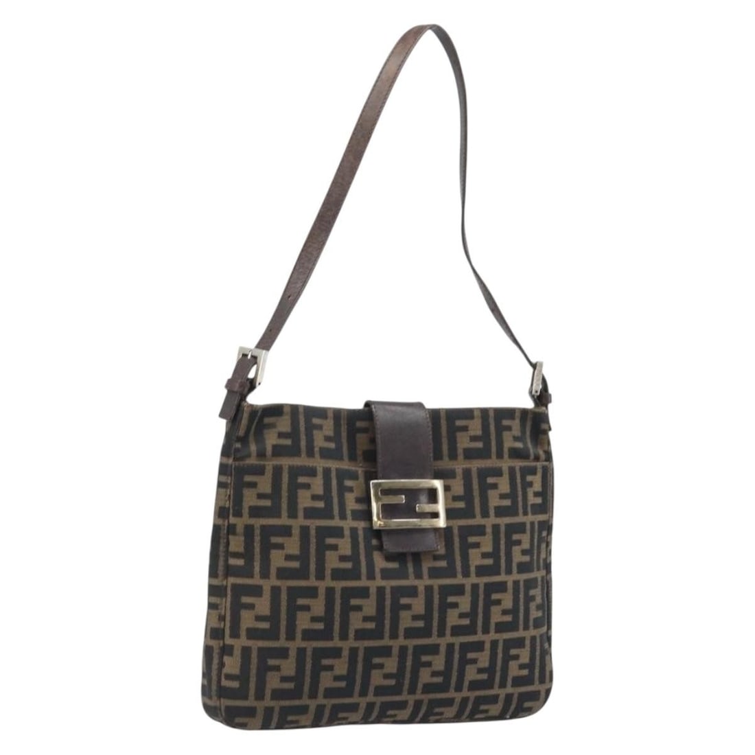 Fendi Mamma Baguette Zucca Canvas Shoulder Bag Black Brown: Fendi Mamma Baguette Zucca Canvas Shoulder Bag Black Brown Fendi Mamma Baguette shoulder bag in Zucca canvas with a black and brown color scheme. Made in Italy, this bag measures approximately W28cm x