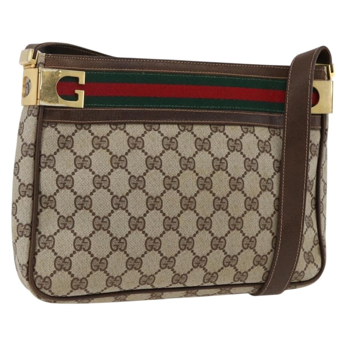 GUCCI Sherry Line GG Canvas Shoulder Bag Beige Red Green: GUCCI Sherry Line GG Canvas Shoulder Bag Beige Red Green Gucci GG Supreme Web Sherry Line shoulder bag in beige, red, and green GG canvas. Made in Italy, this women's shoulder bag features a 15.7 inch