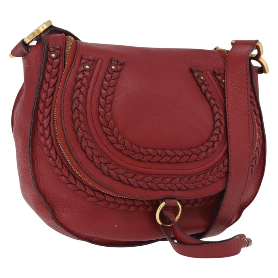 Chloe Marcie Red Leather Shoulder Bag Gold Tone Hardware: Chloe Marcie Red Leather Shoulder Bag Gold Tone Hardware Chloe Marcie shoulder bag in red leather with gold-tone exterior details, made in Spain. This women's shoulder bag measures approximately 29 cm
