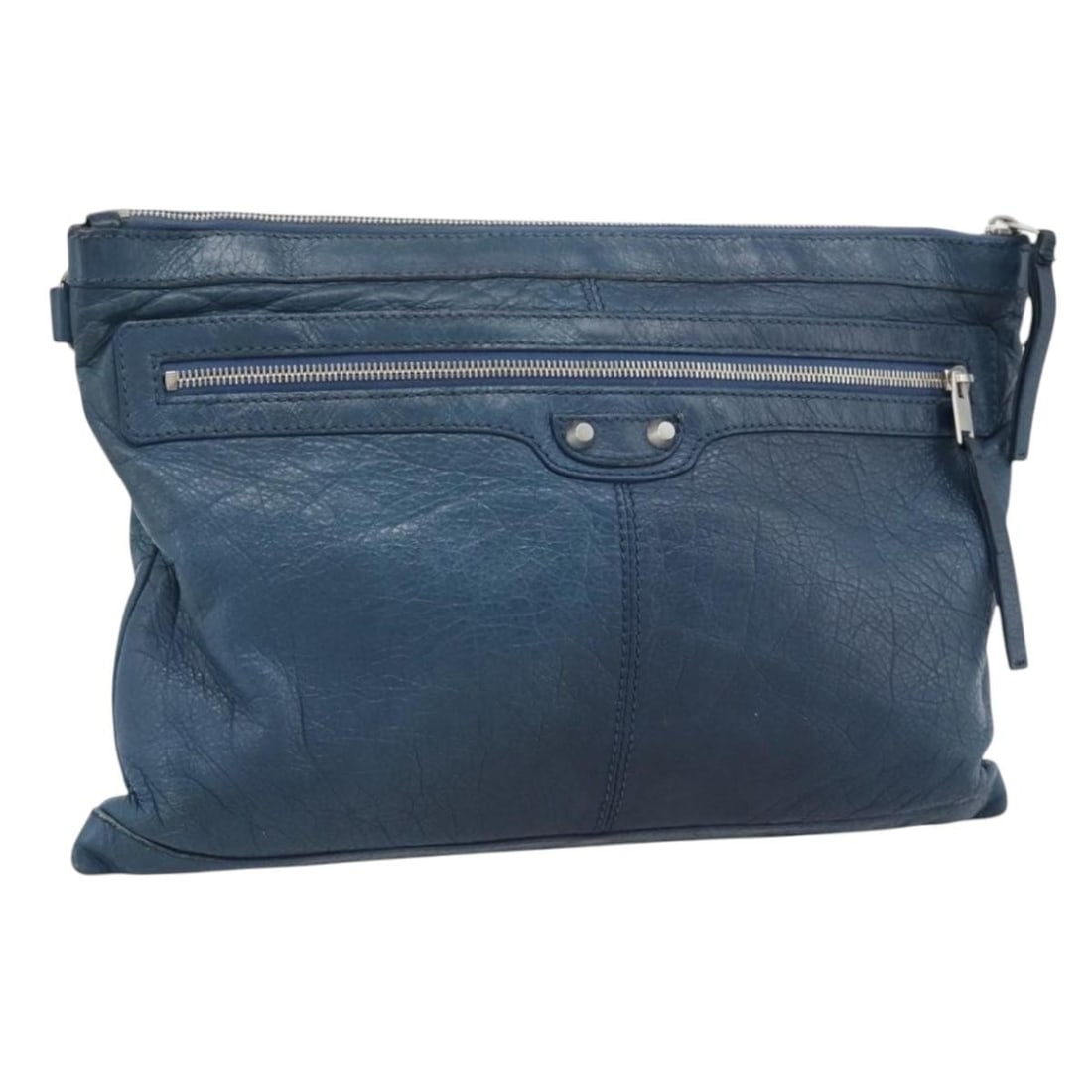 Balenciaga 273023 Navy Leather Clutch Bag Made in Italy: Balenciaga 273023 Navy Leather Clutch Bag Made in Italy A Balenciaga leather clutch bag in navy, made in Italy. The bag measures approximately W38 cm x H26 cm x D1 cm (W15.0 x H10.2 x D0.4 inches). It
